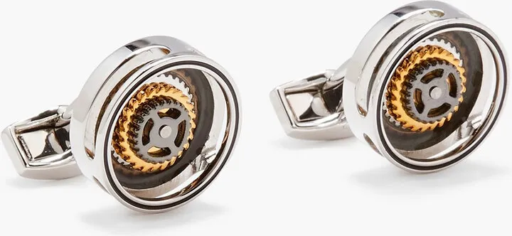 Silver-tone enamel cufflinks