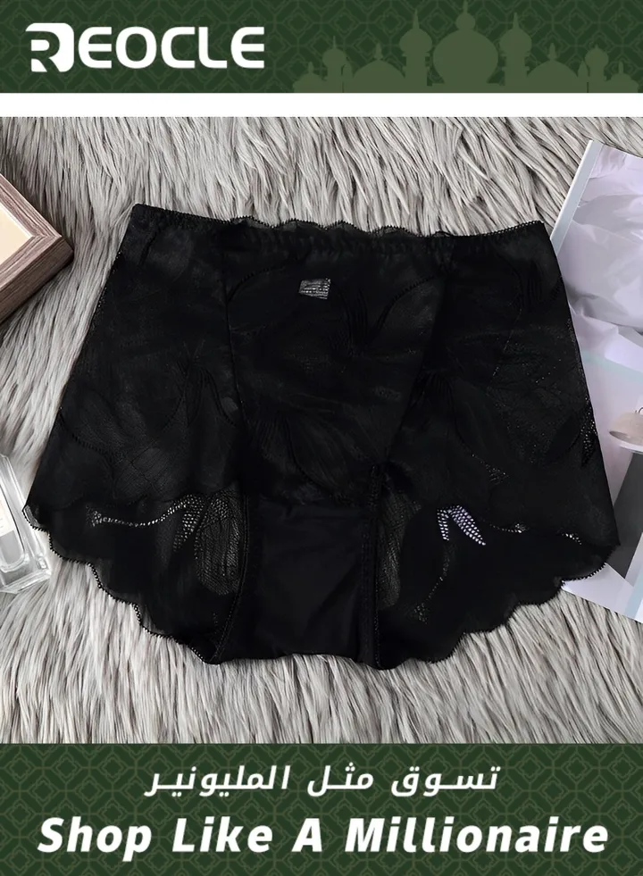 Women's New Mid-waist Briefs Transparent Lace Women's Hollow Breathable Comfortable Briefs Women's