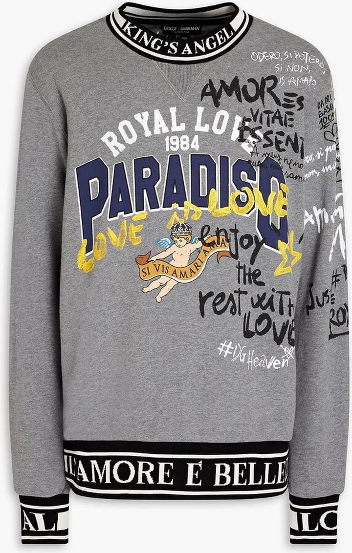 Printed French cotton-terry sweatshirt