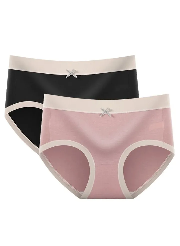 2 Pcs Fashion Women Panties Breathable Satin Traceless Briefs Thin Ice Silk Female Underwear