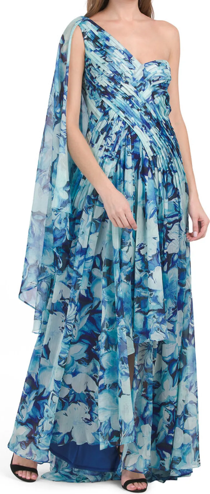 One Shoulder Floral Gown