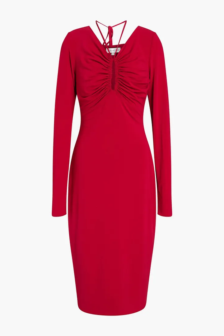 Ruched jersey midi dress