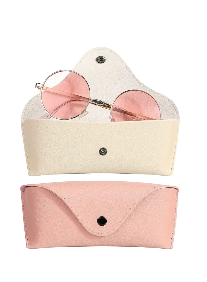PU Leather Eyeglass Cases, Portable Travel Pouches for Sunglasses and Eyeglasses, 2 Pack