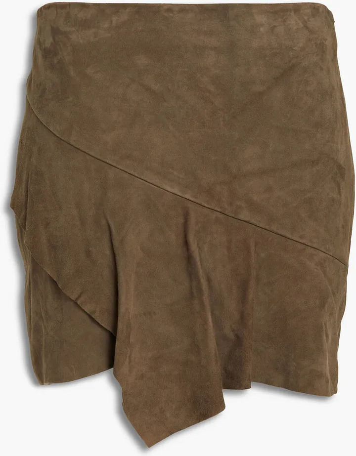 Mala ruffled suede mini skirt