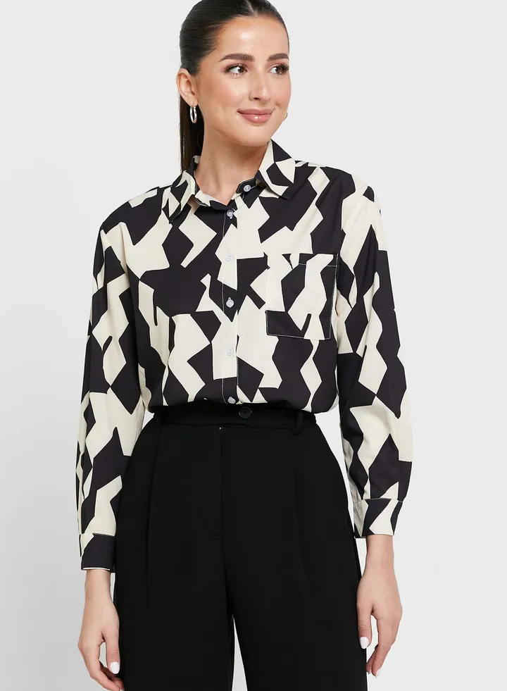 Printed Pocket Detail Shirt