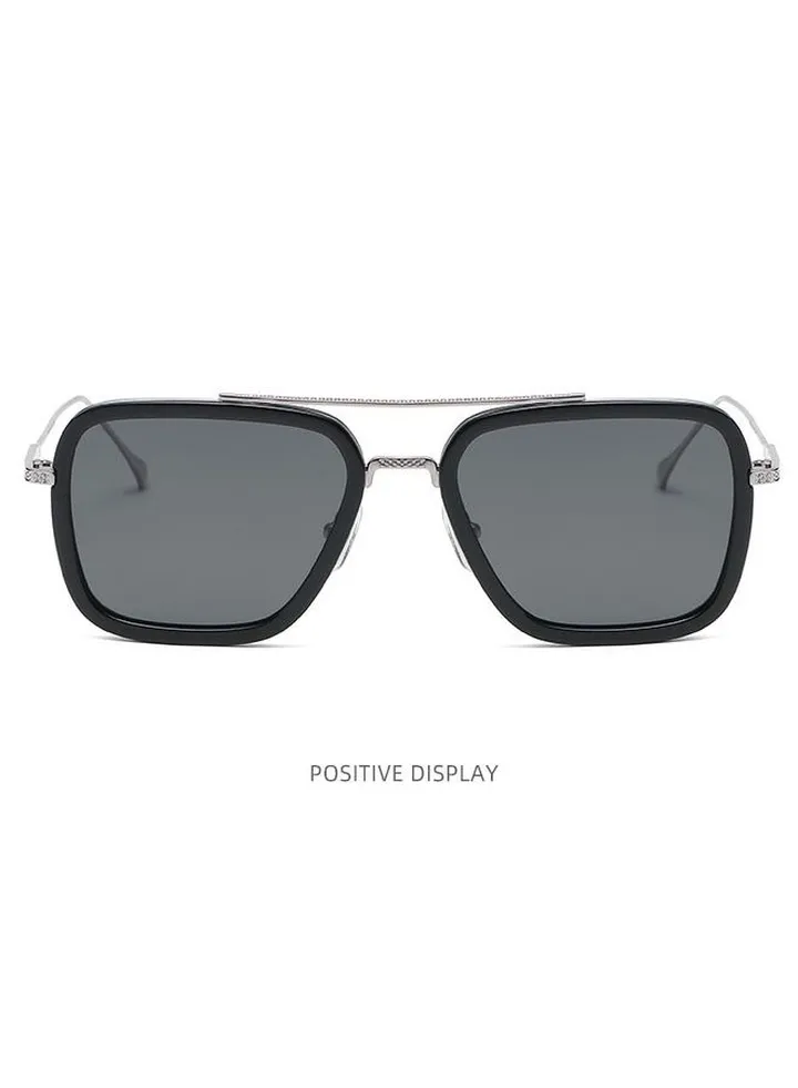 Square Frame Iron Man Sunglasses Black/Silver