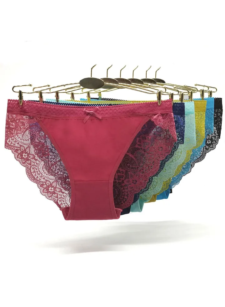 Women Lace Underwear Briefs Breathable Hipster Panties Stretch Seamless Bikini Briefs, Girls Ladies Nighwear Dress Sleep Briefs 6 Pack