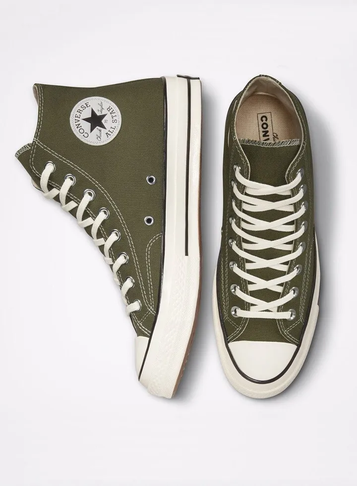 1970s Chuck Classic High Top All Star Sneaker Olive Green