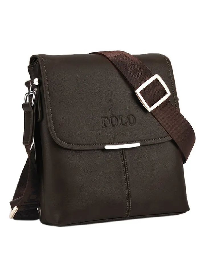 Vintage PU Leather Flap Messenger Bag Brown