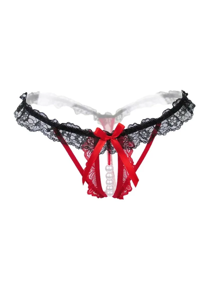 Temptation Thongs Soft Pearl Underwear Black/White/Red
