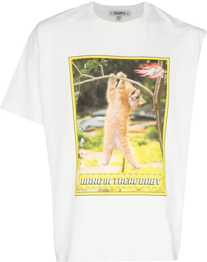 Hang In There-print organic cotton T-shirt