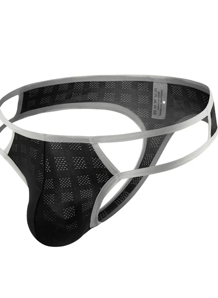 Men's Low Waist Underwear Thong Briefs Black