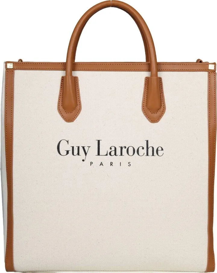 Vertical Tote In Canvas And Leather