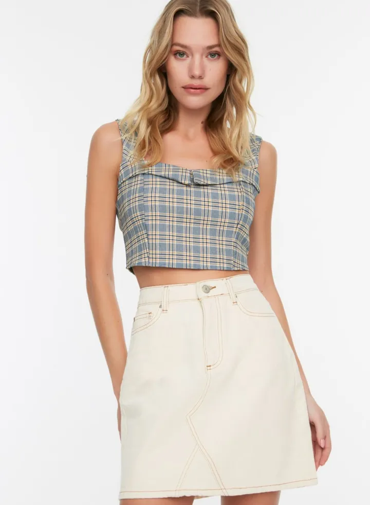 Pocket Detail Denim Skirt