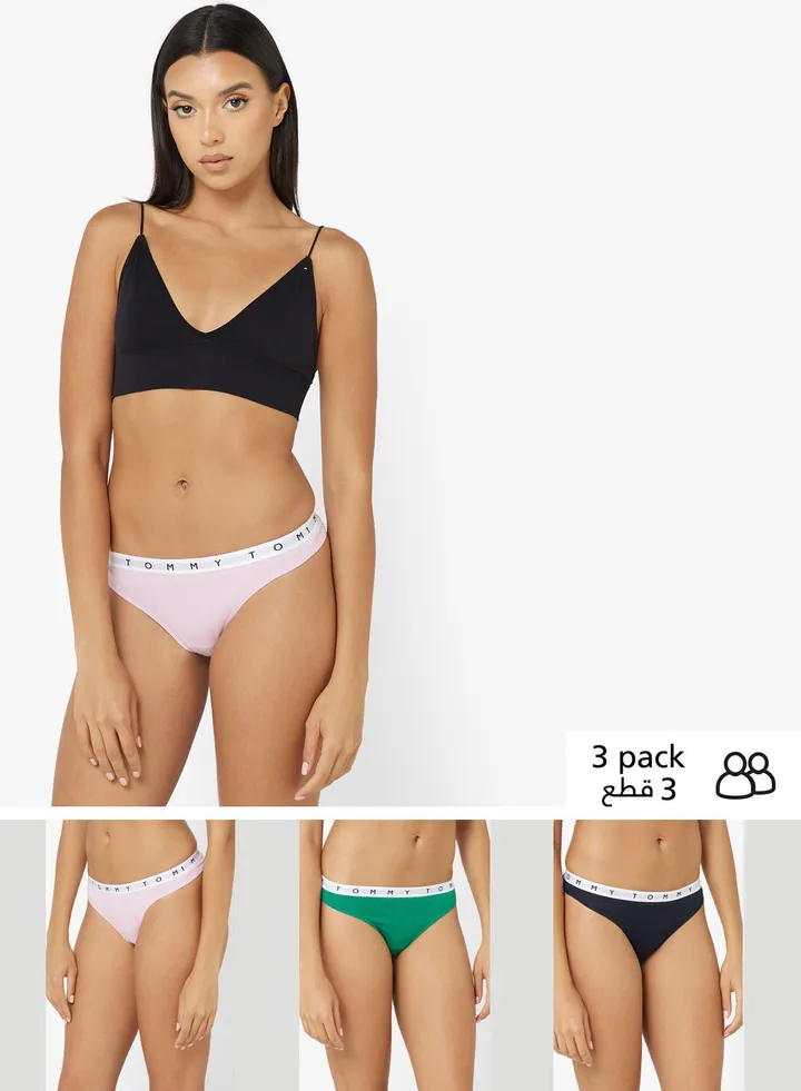 Logo Waistband Thongs (Pack of 3)