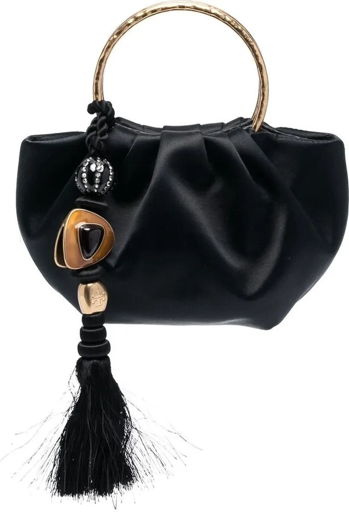 Tassel-Detail Satin Tote Bag
