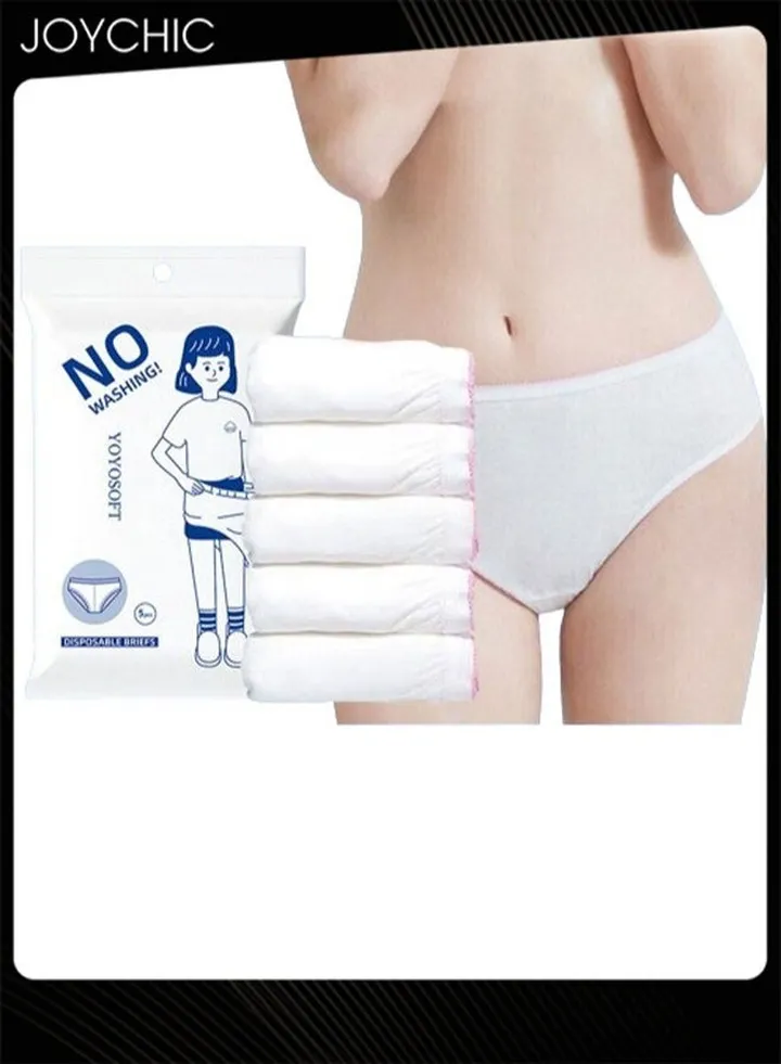 5 Piece Women Pure Cotton Daily Disposable Sterile Underwear Skin-friendly Breathable Underpants for Pregnant Women Confinement Travel Hotel