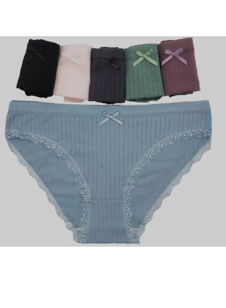 6-Piece Cotton Bikini Breathable Panties Low Waist Fashionable Ladies Charming Thick Bottom