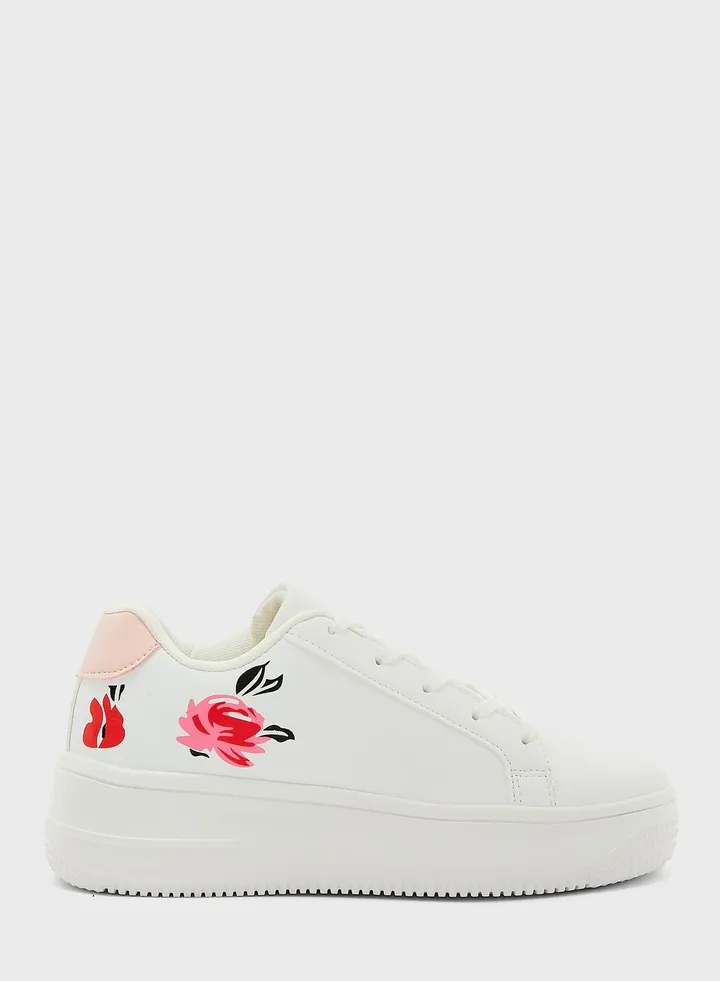 Flower Print Stacked Sneaker
