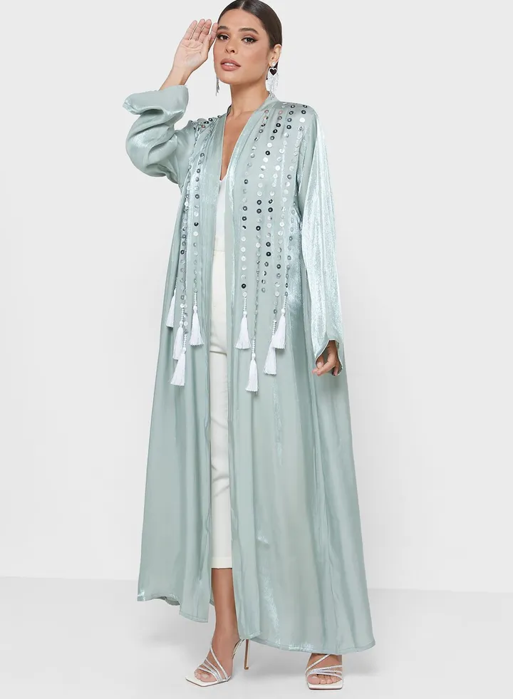 Embellished Tassle Detail Abaya