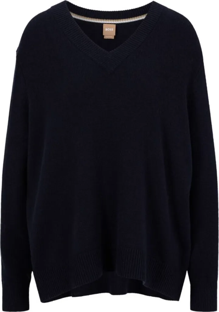 V-neck relaxed-fit sweater in responsible cashmere