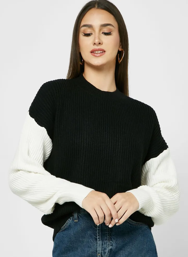 Contrast Sleeve Sweater