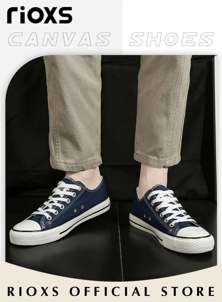 Women's Casual Canvas Low Top Sneakers Classic Lace Up Lightweight Shoes Fashion Breathable Flat Shoes