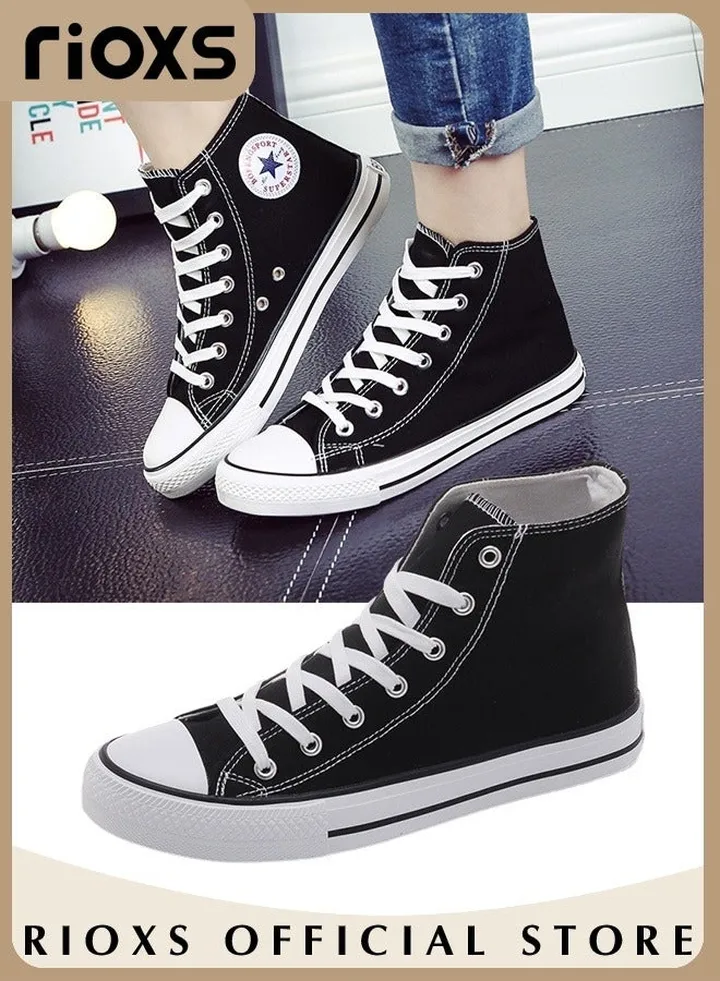 Women's Casual Canvas Low Top Sneakers Classic Lace Up Lightweight Shoes Fashion Breathable Flat Shoes