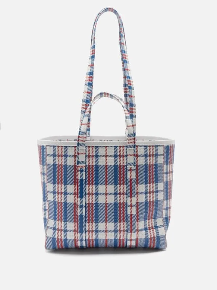 Barbes Checked Embossed-leather Tote Bag