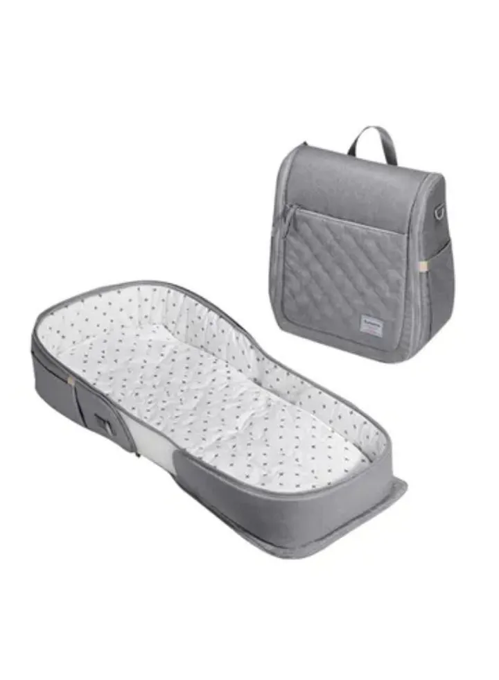 Portable Folding Baby Bassinet Crib Diaper Bag | Grey