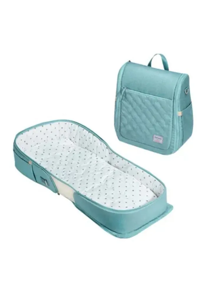 Portable Folding Baby Bassinet Crib Diaper Bag | Sea Green