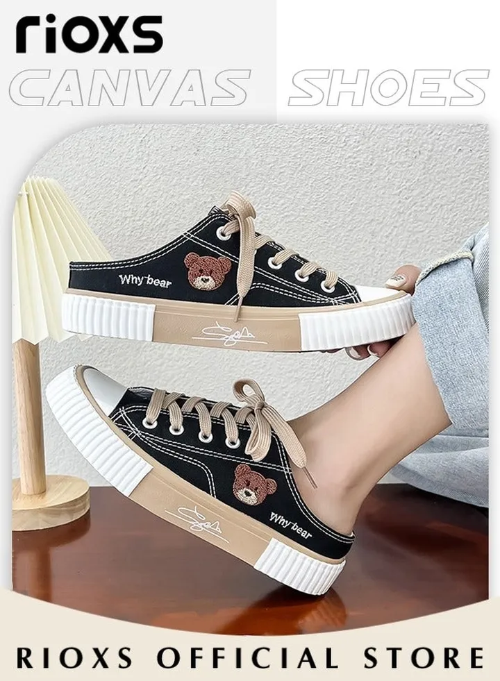 Women's Casual Canvas Low Top Sneakers Classic Lace Up Lightweight Shoes Fashion Breathable Flat Shoes