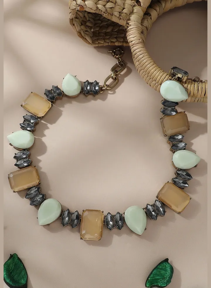 Gold Plated Designer Stone Party Necklace For Women