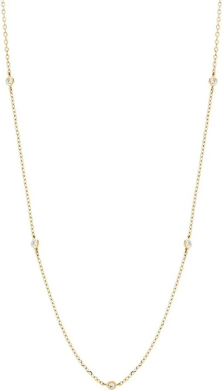 14K Yellow Gold & 0.05 TCW Diamond Station Necklace