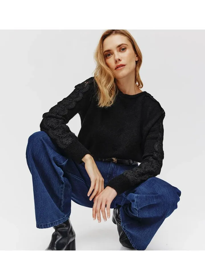 Lace-Detail Jumper