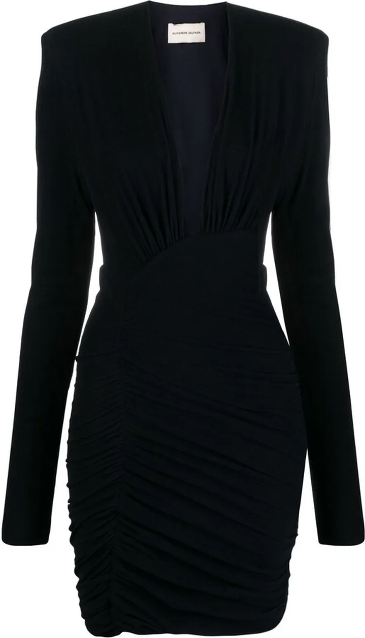 V-neck ruched minidress
