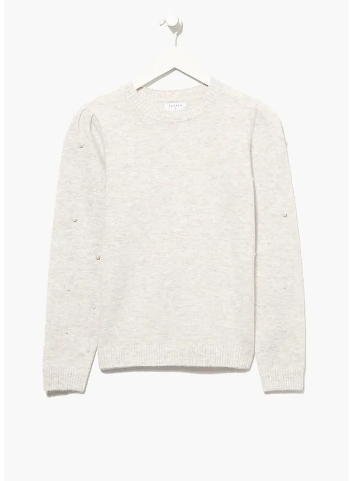 Oatmeal Pearl Sleeve Jumper