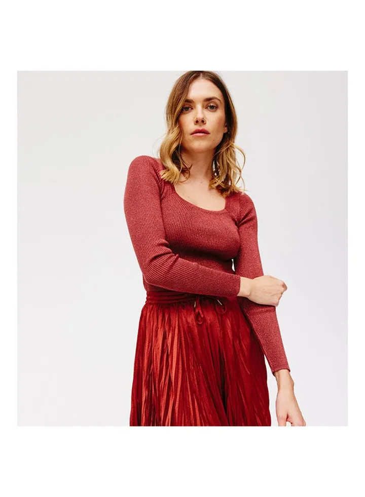 Glitzy Rib Knit Jumper Bordeaux Red