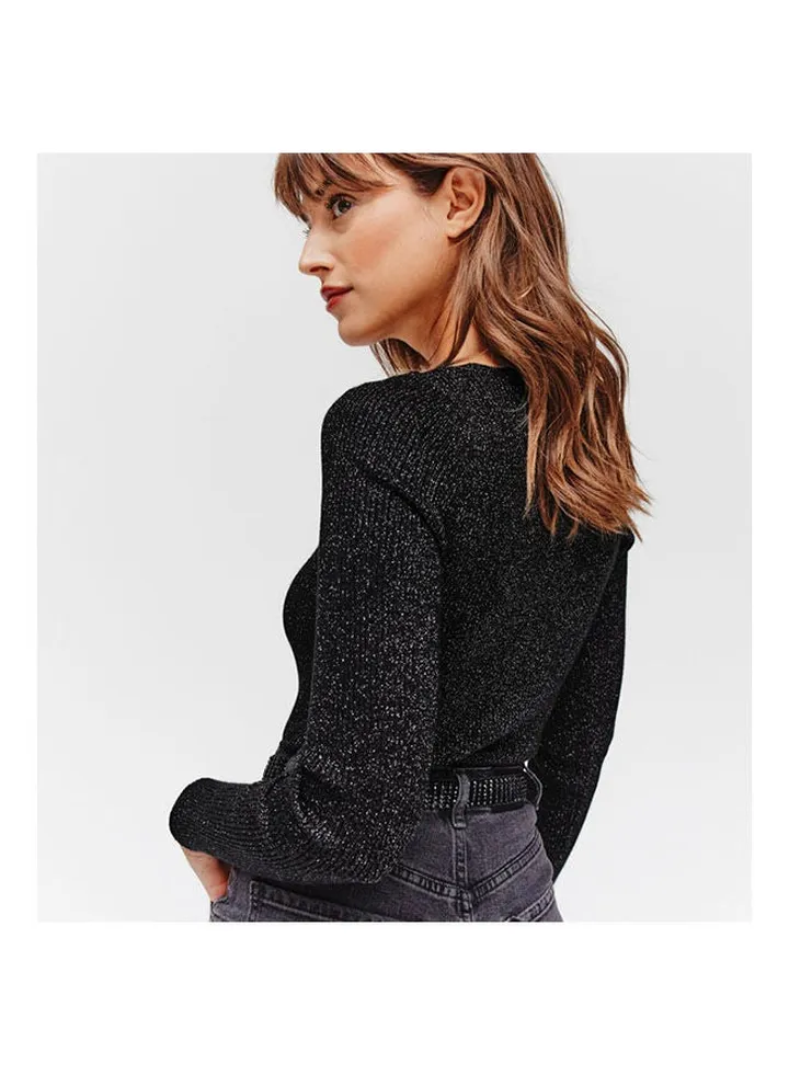 Glitzy Rib Knit Jumper Black