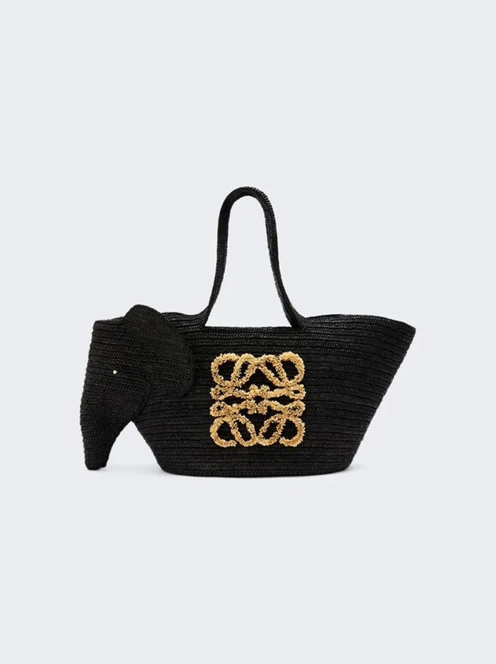 X Paula's Ibiza Elephant Basket Bag Black