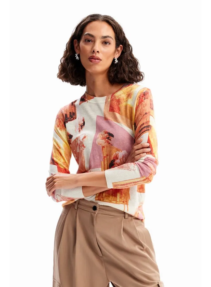 Fine collage pullover