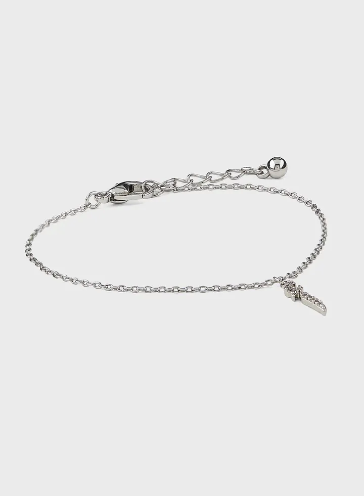 Cz Arabic Initial "A" Charm Bracelet