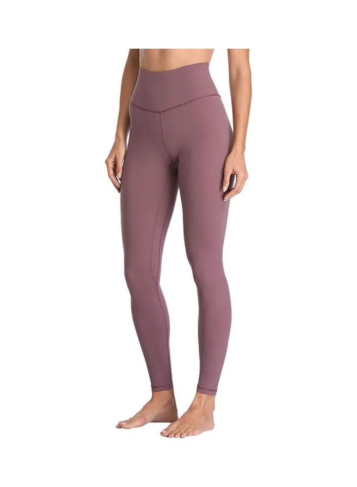Inside Pocket Fitness Yoga Legging Light Powder Chocolate Brown
