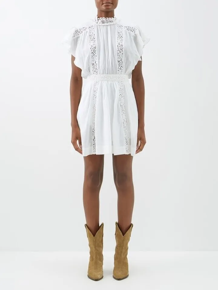 Gisele Lace-trim Cotton-blend Mini Dress