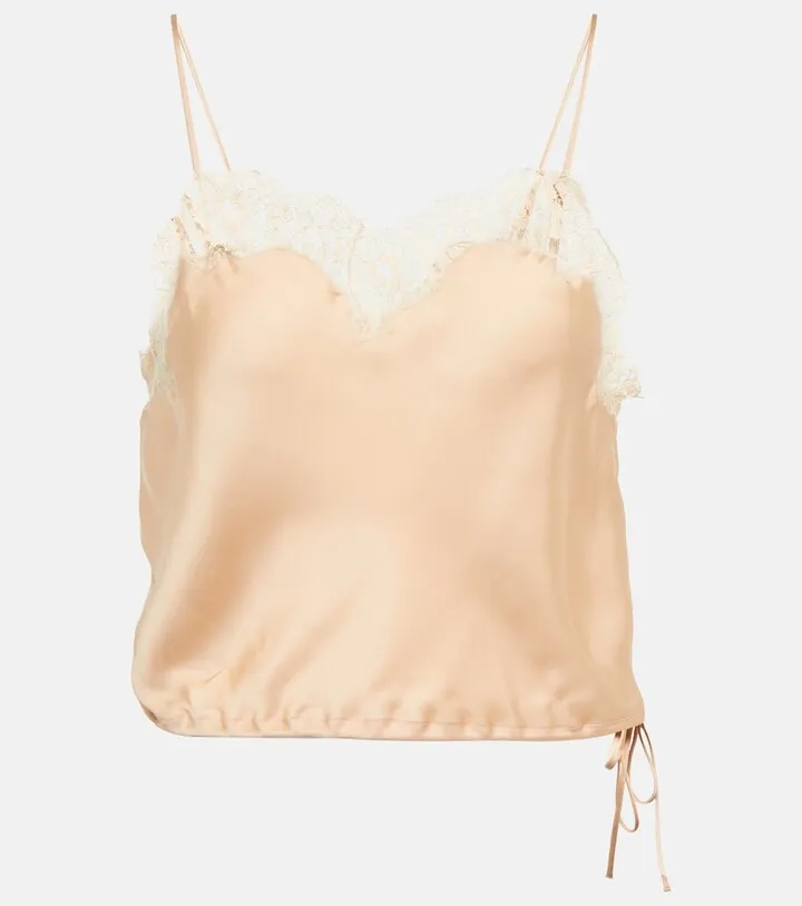 Lace-trimmed silk satin camisole