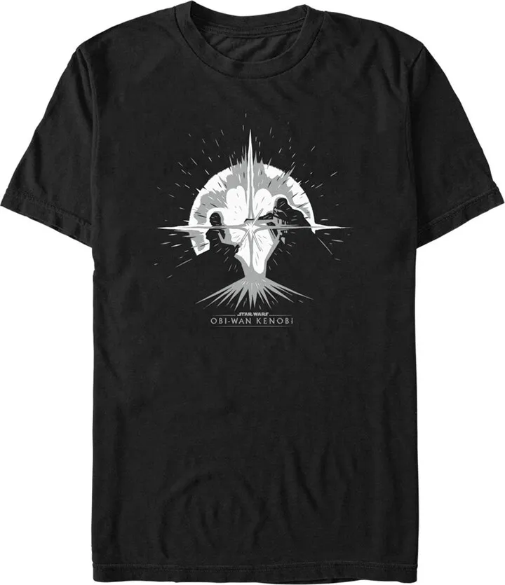 Men's Star Wars: Obi-Wan Kenobi Darth Vader vs Kenobi Silhouette Lightsaber Explosion T-Shirt - Black - Medium