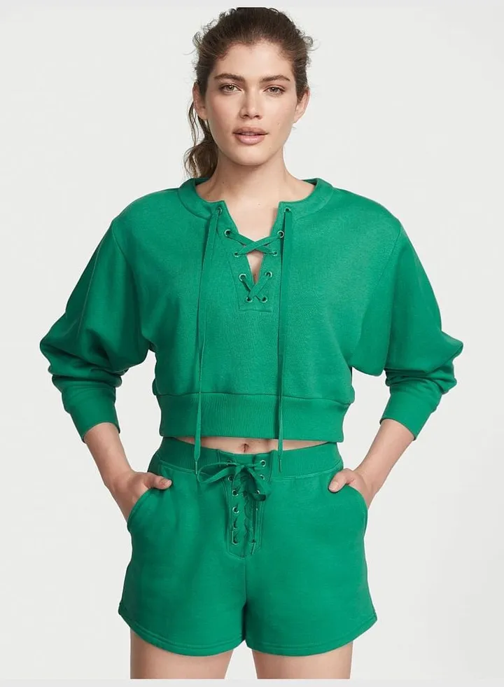 Cotton Fleece Lace-Up Shorts