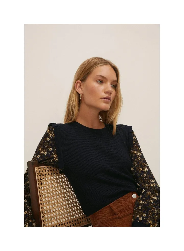 Woven Sleeve Printed Jumper