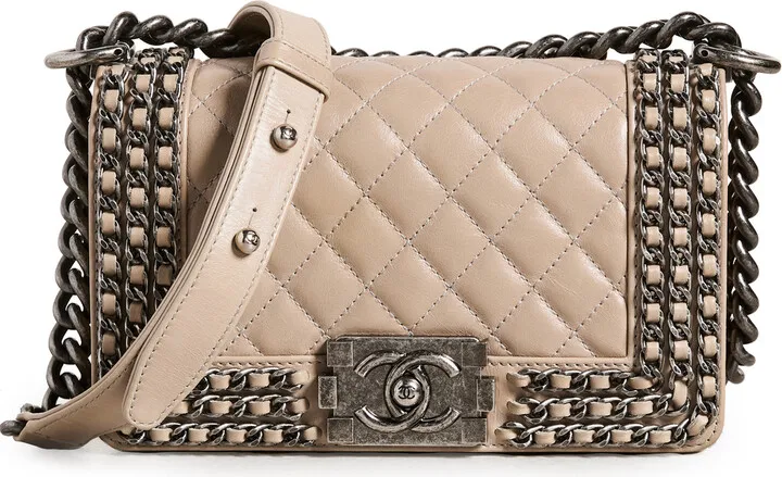 What Goes Around Comes Around Chanel Beige Lambskin Chainboy bag