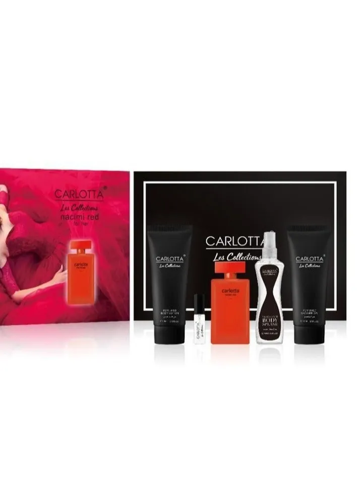Nasimi Red perfume set for women - perfume + lotion + body mist + small sample + shrugel from Carlotta